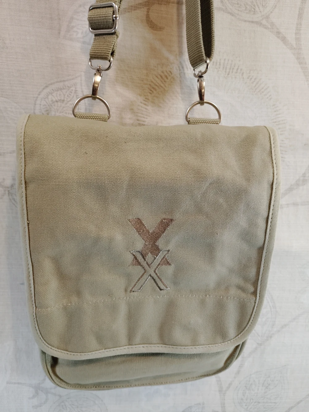 Canvas Messenger/ Crossbody Bag in Military Green
